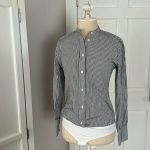 J.Crew navy and white striped button up thong bodysuit
